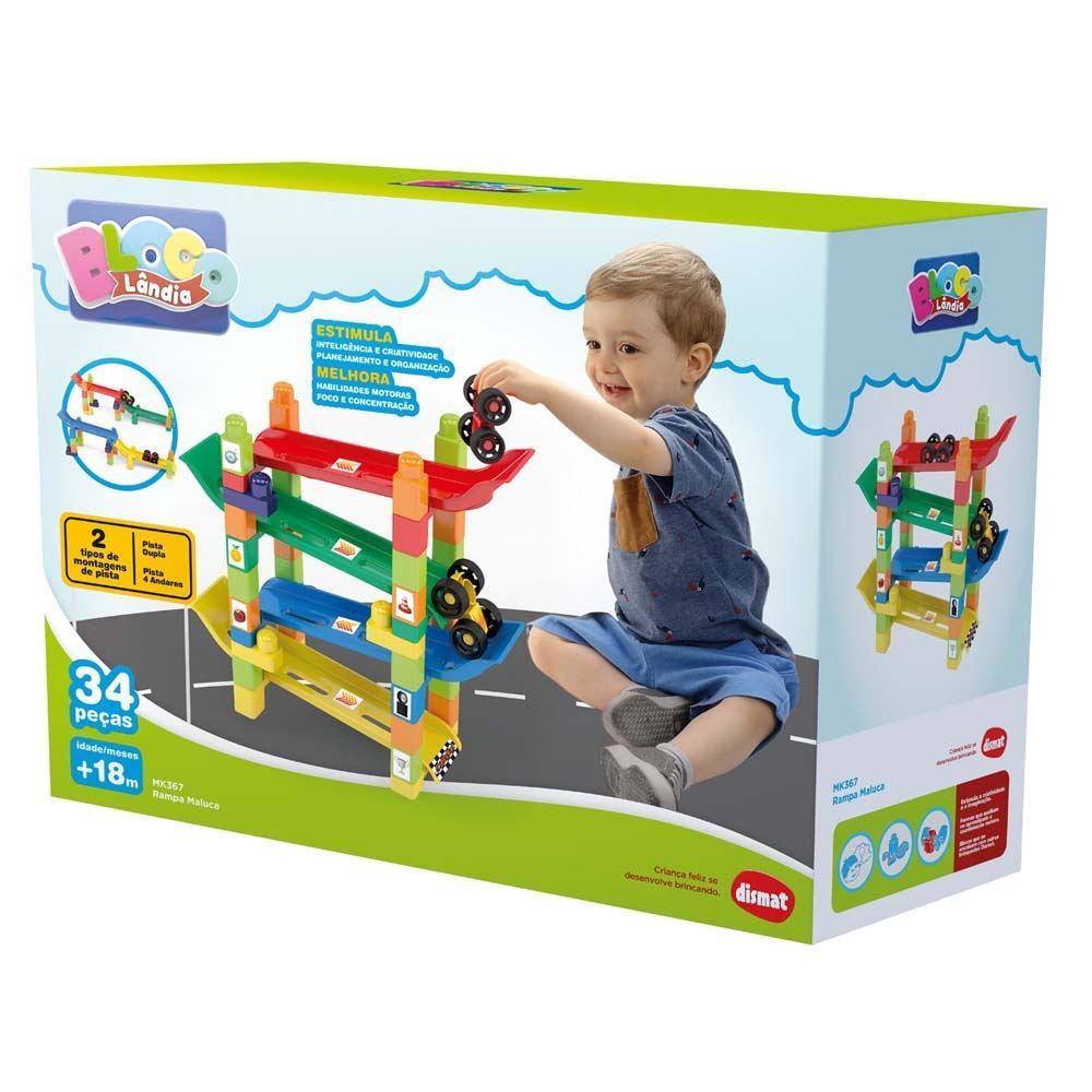 Rampa Maluca Pista Com Carrinhos 34 Peças Dismat - 2127
