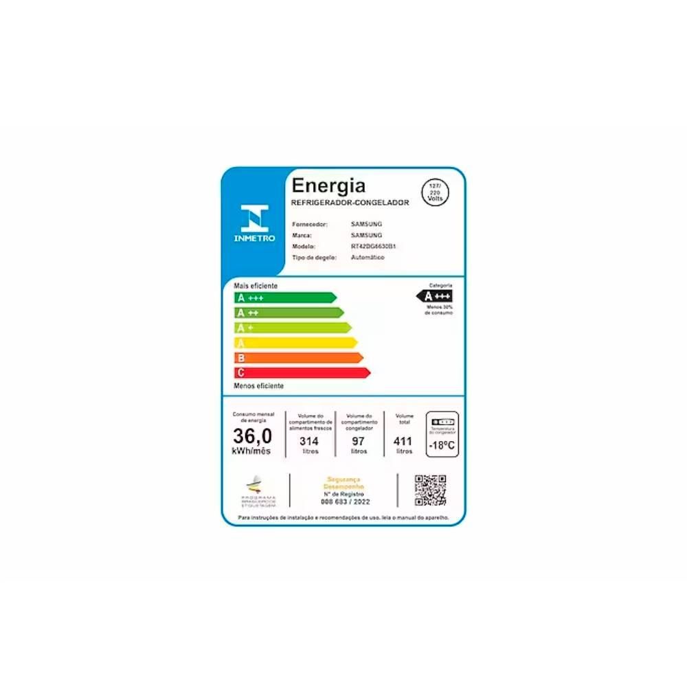 Refrigerador Geladeira Samsung Duplex Evolution 411 Litros Rt42dg6630b1fz - Bivolt
