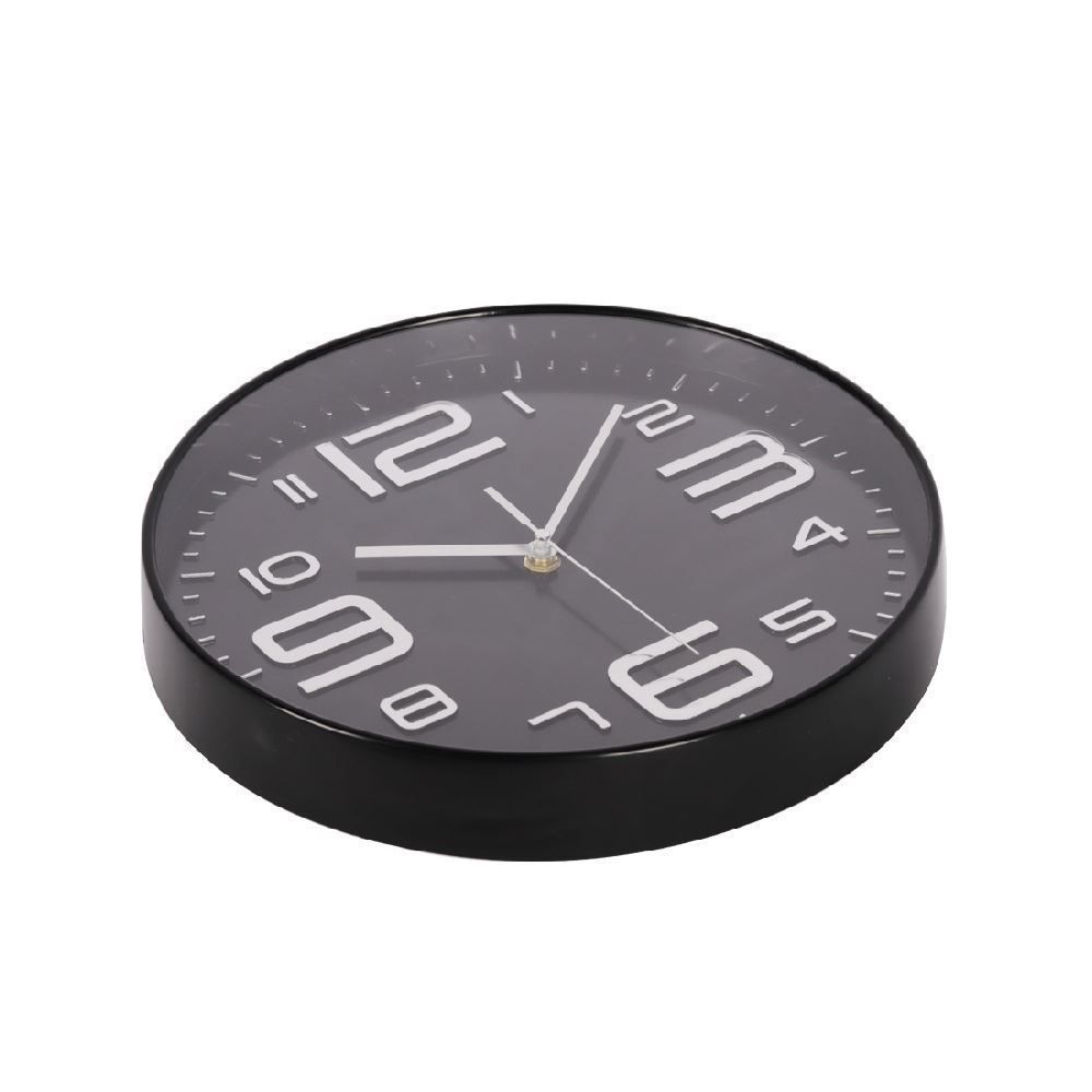 Relógio De Parede Com Fundo Preto Havan Casa 30 Cm - Prata