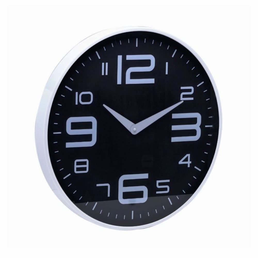 Relógio De Parede Lyor 30,5 Cm - Preto Com Branco