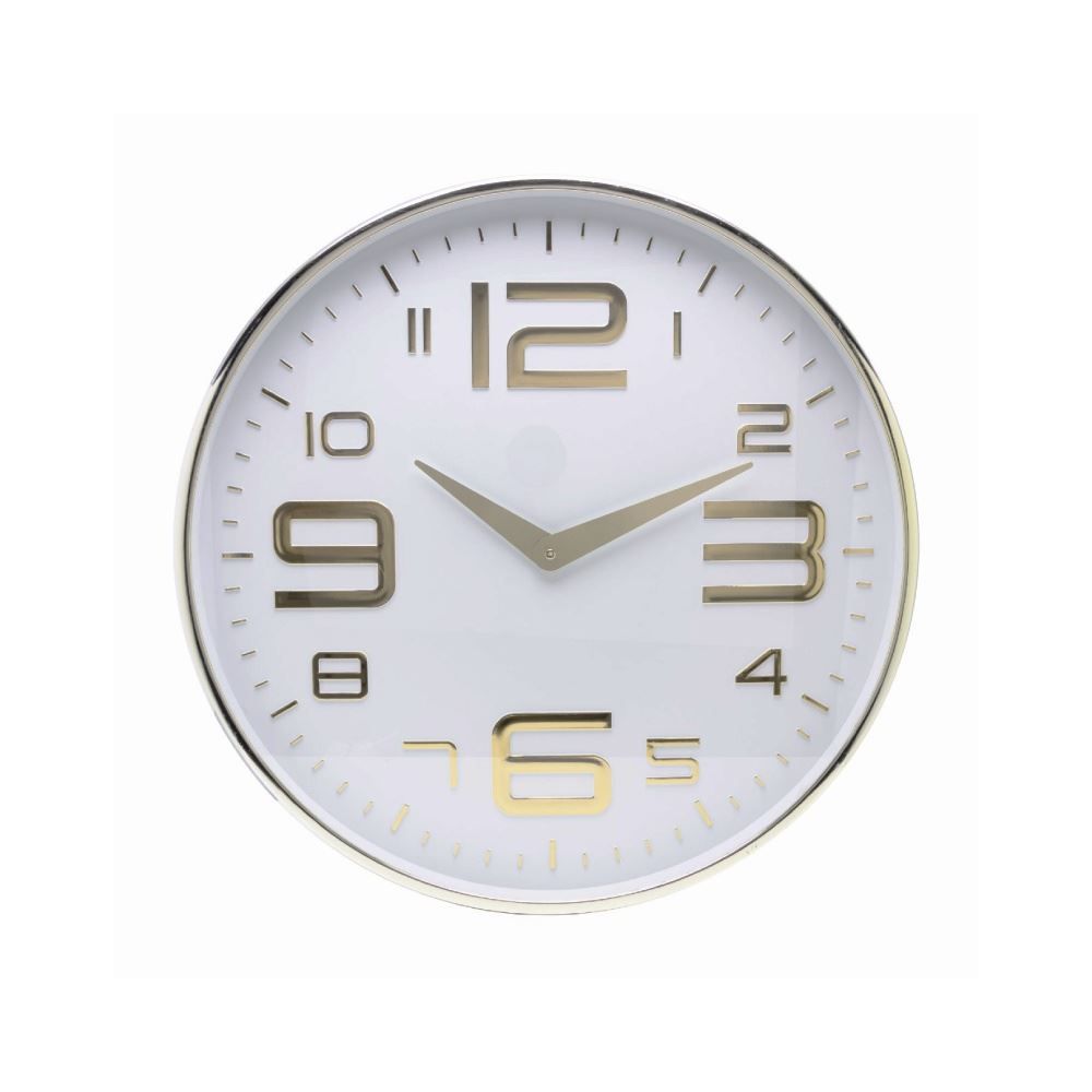 Relógio De Parede Lyor 30,5 Cm - Branco Com Dourado