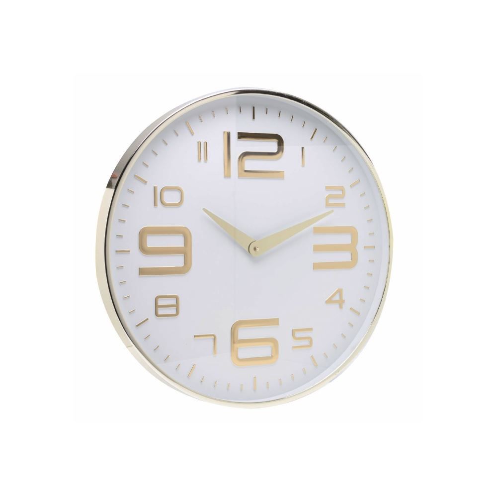 Relógio De Parede Lyor 30,5 Cm - Branco Com Dourado
