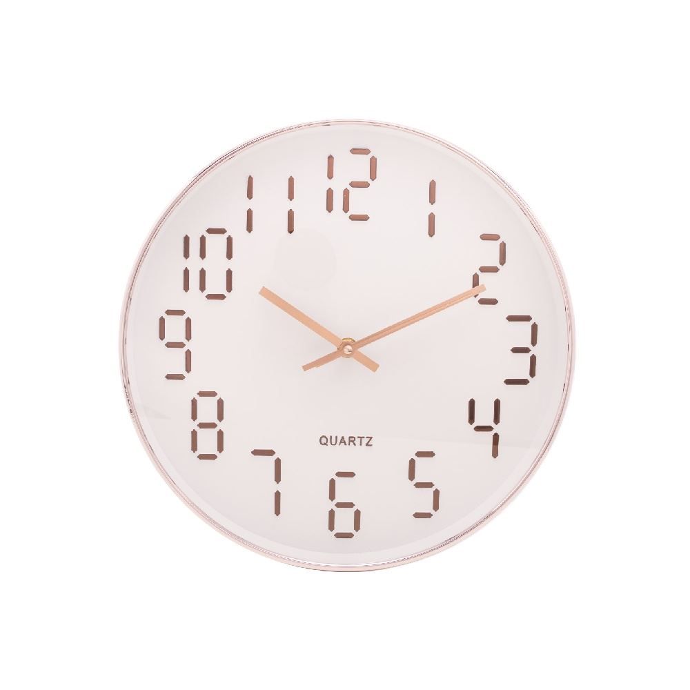 Relógio De Parede Lyor 30,5 Cm - Branco Com Rose