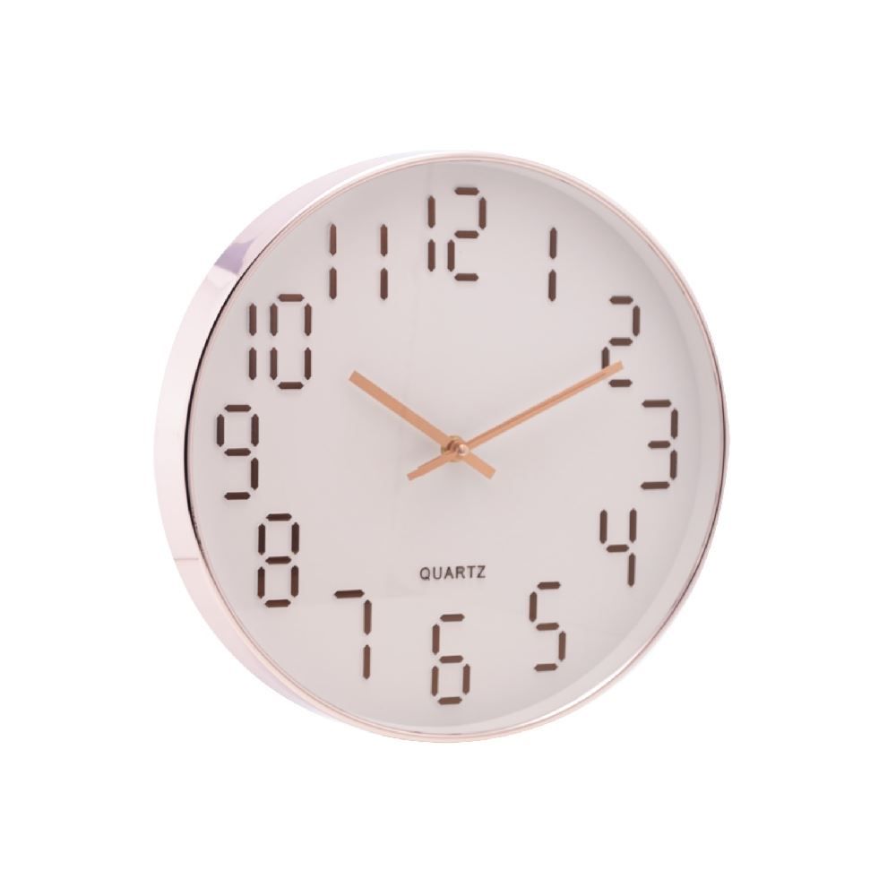 Relógio De Parede Lyor 30,5 Cm - Branco Com Rose