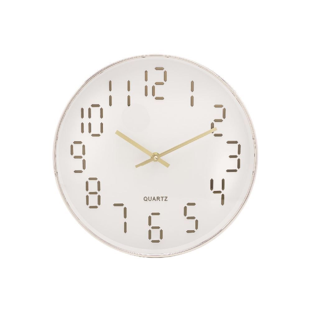 Relógio De Parede Lyor 30,5 Cm - Quartz Branco Com Dourado