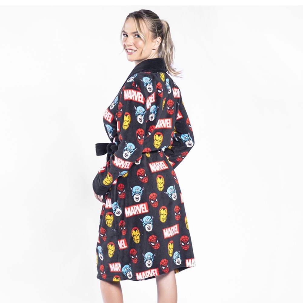 Roupão Adulto Feminino Microfibra Gg Disney - Marvel Grafite 