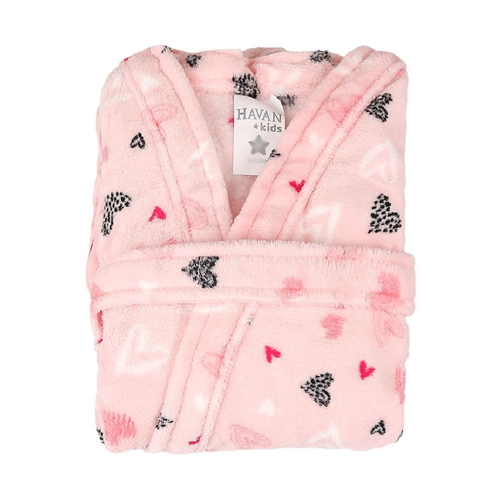 Roupão Infantil M Microfibra Lumini Havan Kids - Coração Rosa