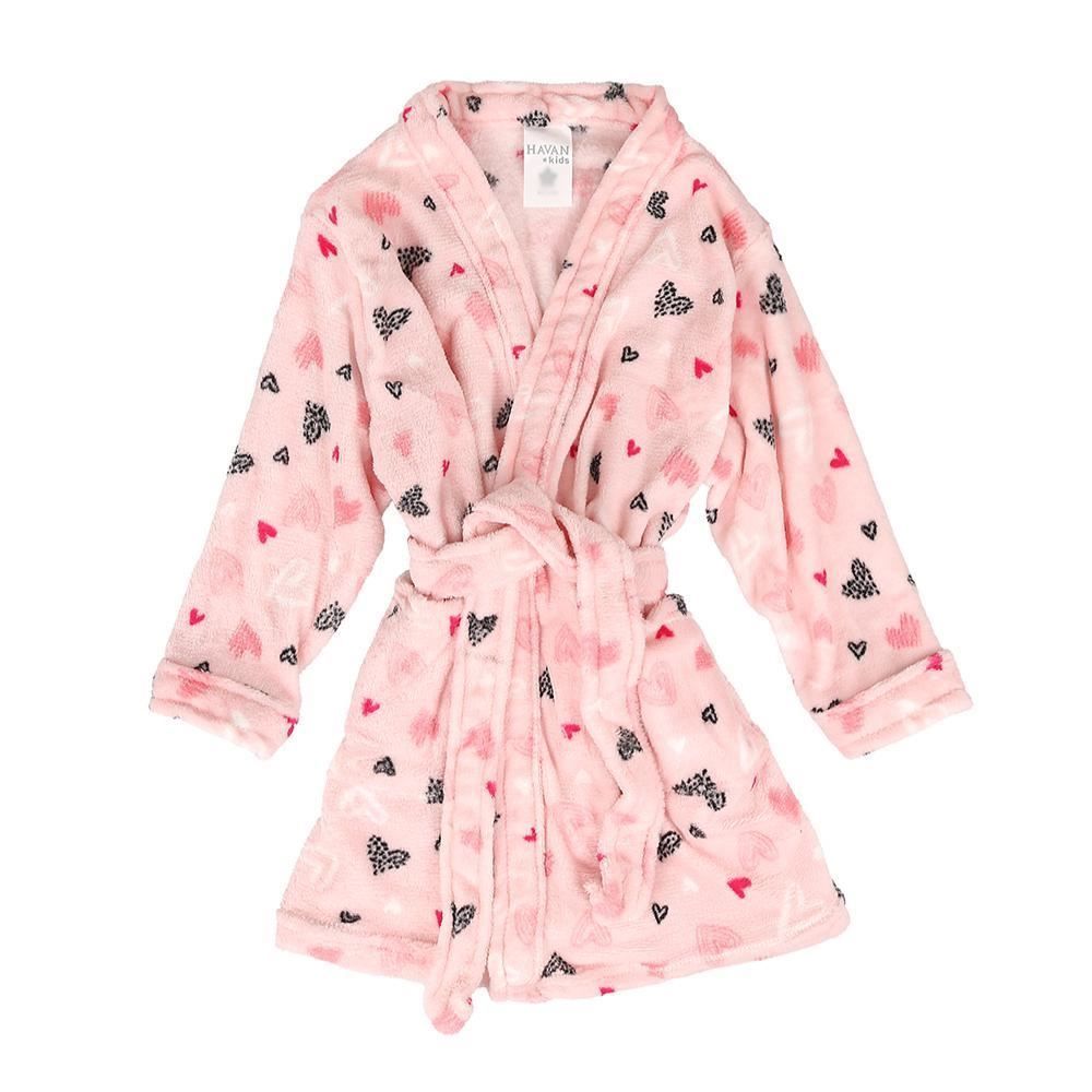 Roupão Infantil M Microfibra Lumini Havan Kids - Coração Rosa