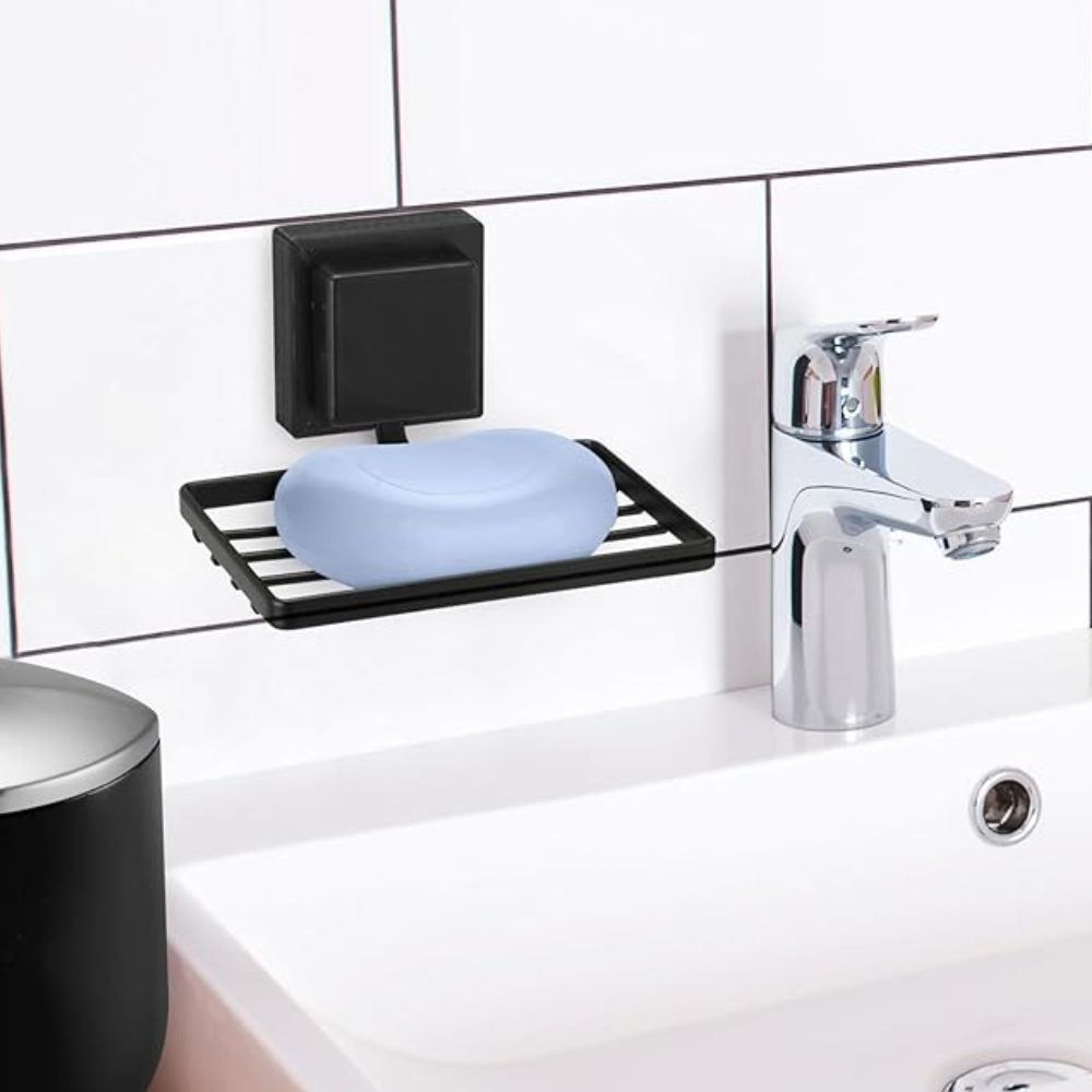 Saboneteira Ventosa Black Arthi 13Cm - Preto