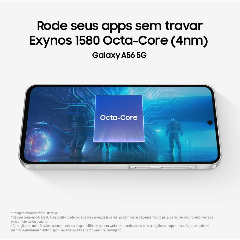 Samsung Galaxy A56 5G, 128 Gb, 8 Gb, Câmera Tripla - PRETO