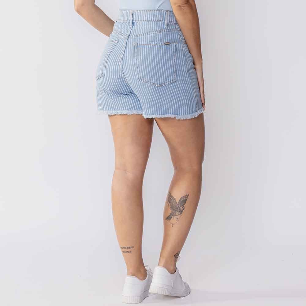 Short Jeans Feminino Com Listras E Strass Boby Blues