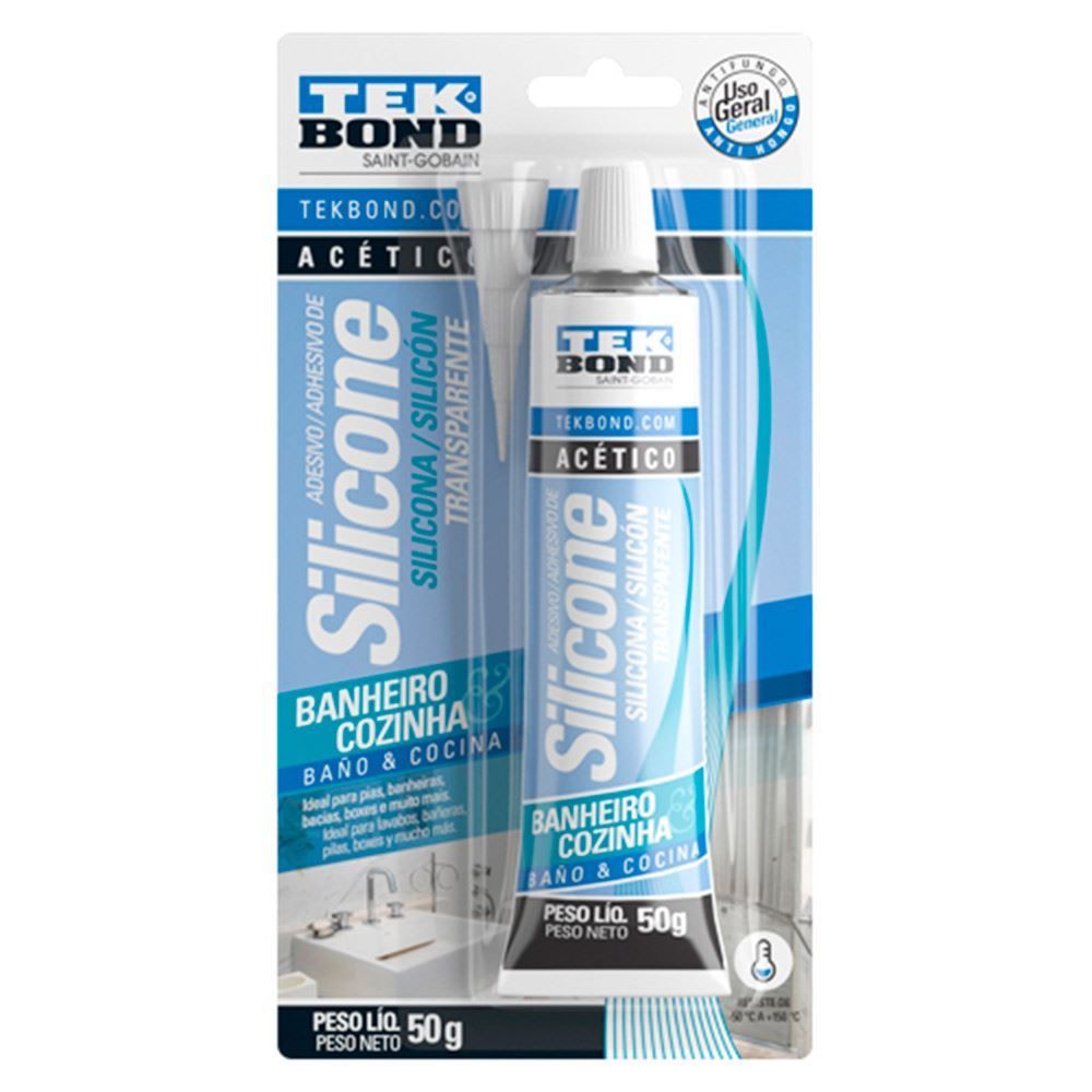 Silicone Acético Banheiro & Cozinha 50G Tekbond - Transparente