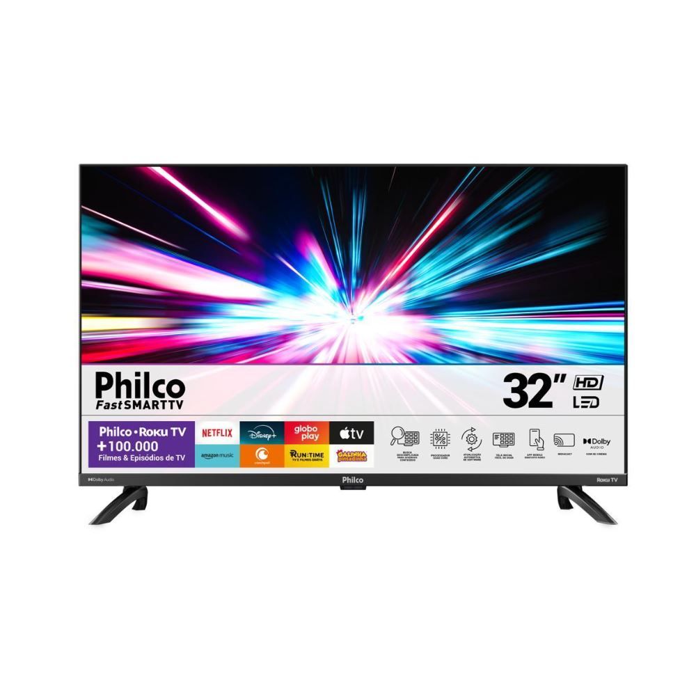  Smart Tv 32” Philco + Borda Infinita + Roku Tv + Led