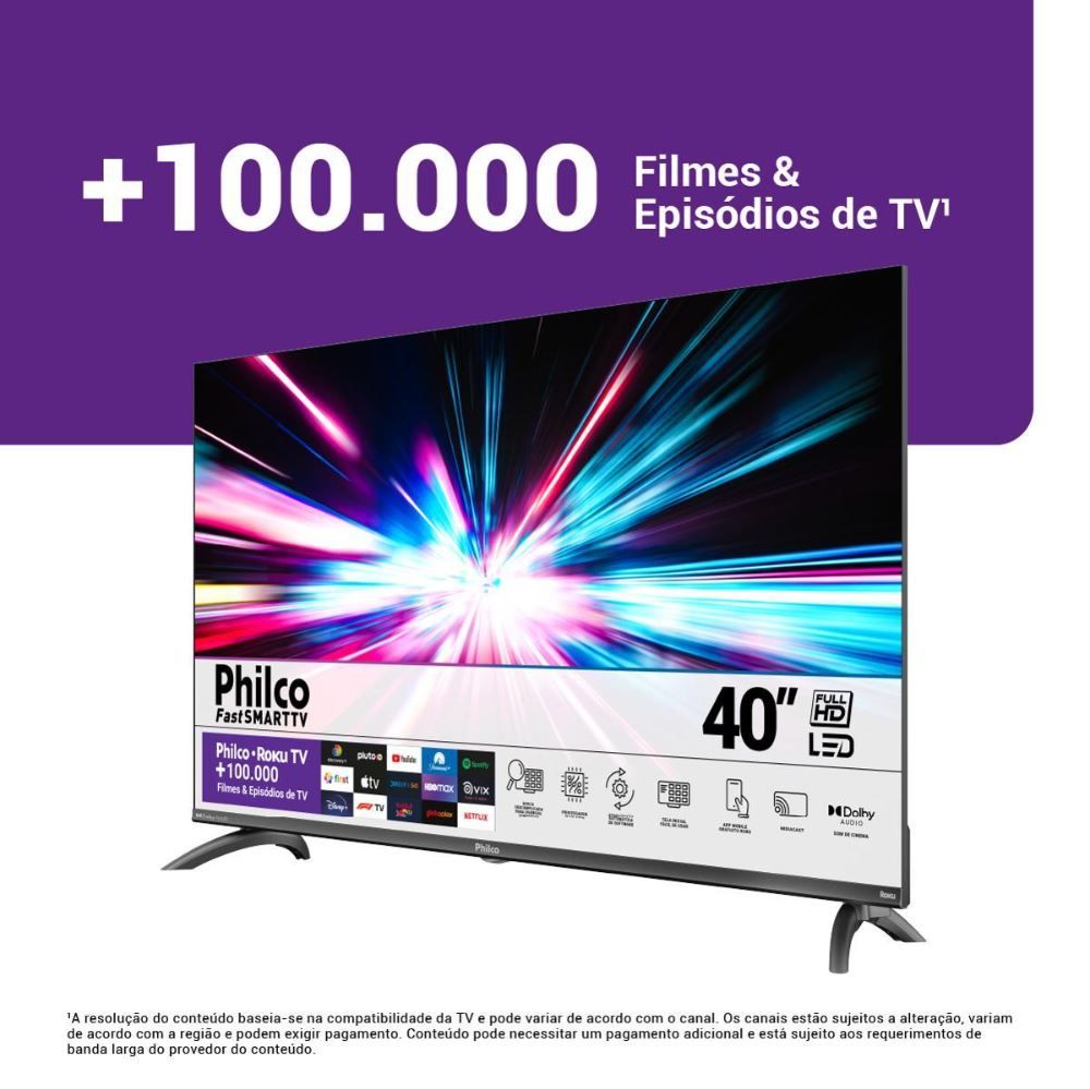 Smart Tv 40” Philco Ptv40m9gr2cgb Roku Tv Led Dolby Audio