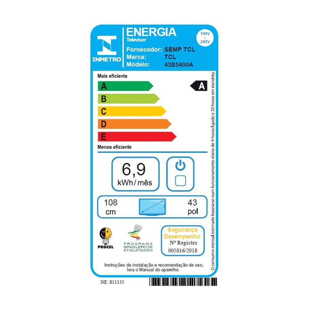 Smart Tv 43" Fhd Tcl Led Android Tv S5400a - Bivolt