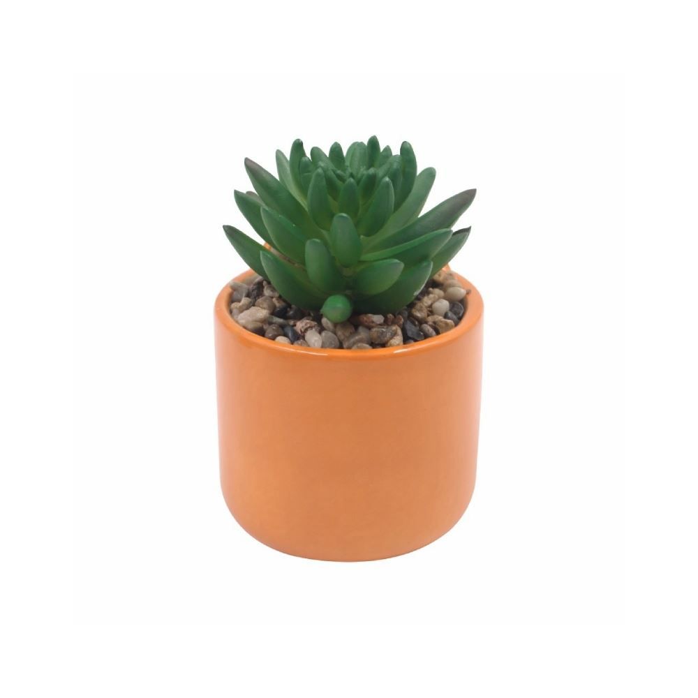 Suculenta Artificial Com Vaso Havan Casa 13 Cm - Laranja