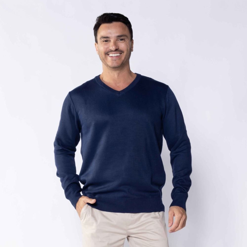 Suéter Masculino De Tricot Gola V Marc Alain