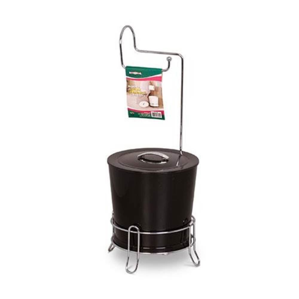 Suporte Para Papel Higiênico Com Lixeira Niquelart - Preto
