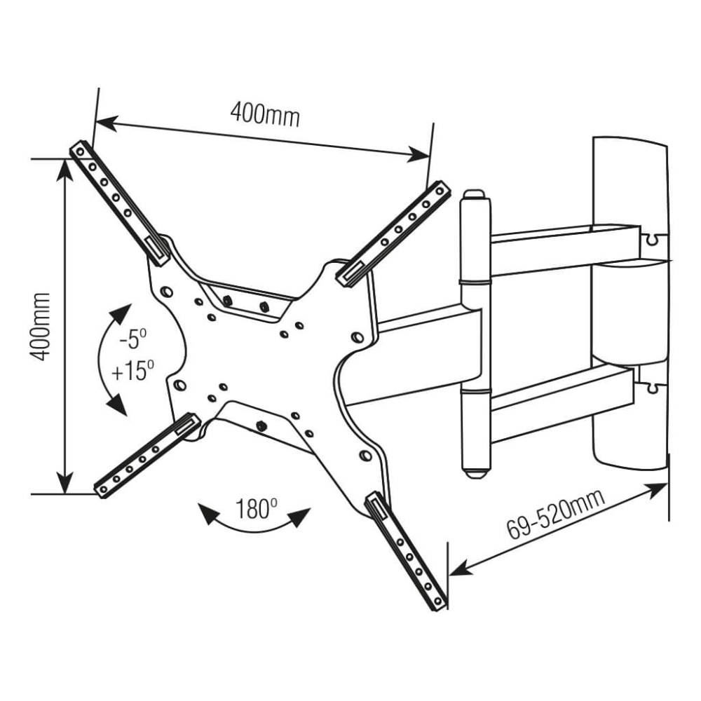 Suporte Para Tv Articulado De 23 A 75" Brasforma Sbrp145 - Preto