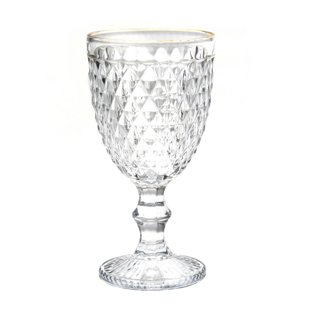 Taça De Água Com Filete Dourado Bico De Abacaxi Lyor - 325ml