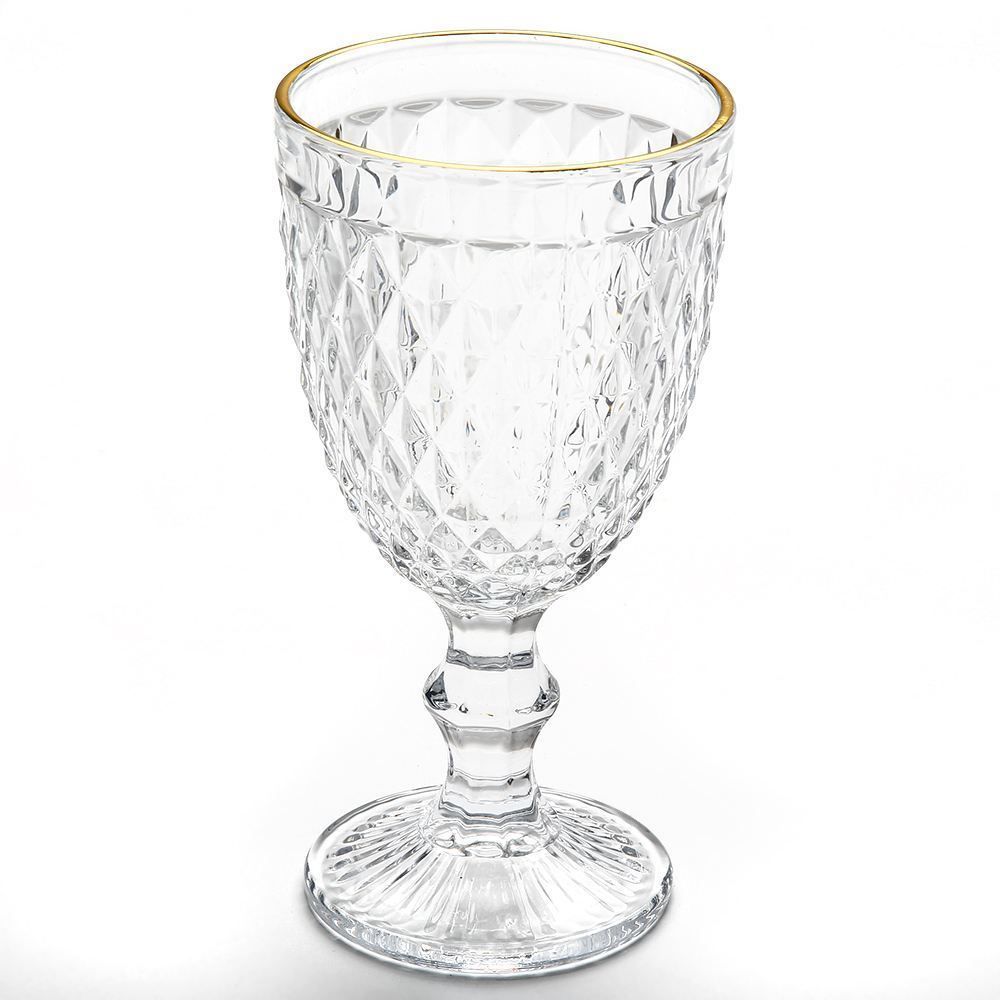 Taça De Água Com Filete Dourado Bico De Abacaxi Lyor - 325ml