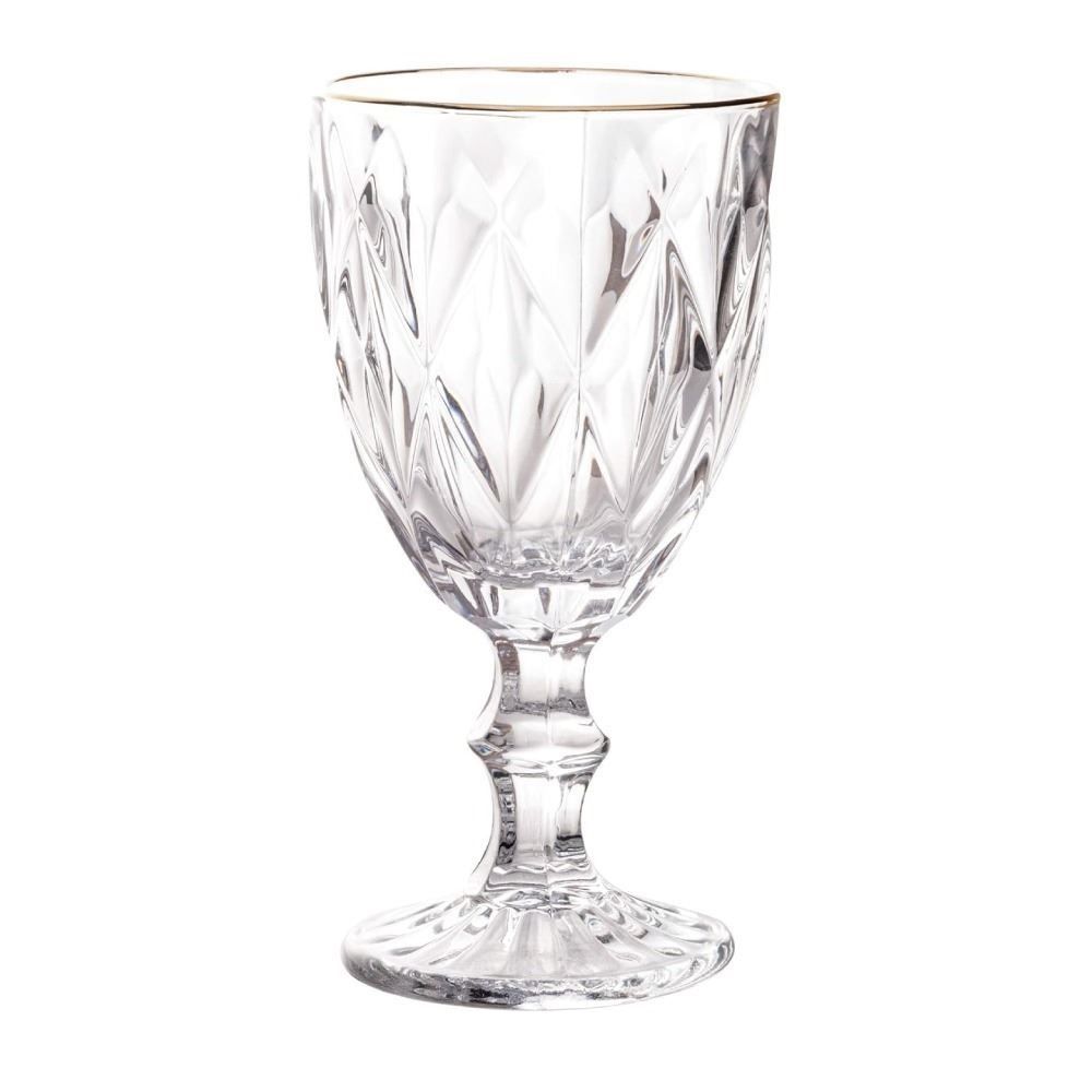 Taça De Água Com Filete Dourado Diamond Lyor 325Ml - Vidro