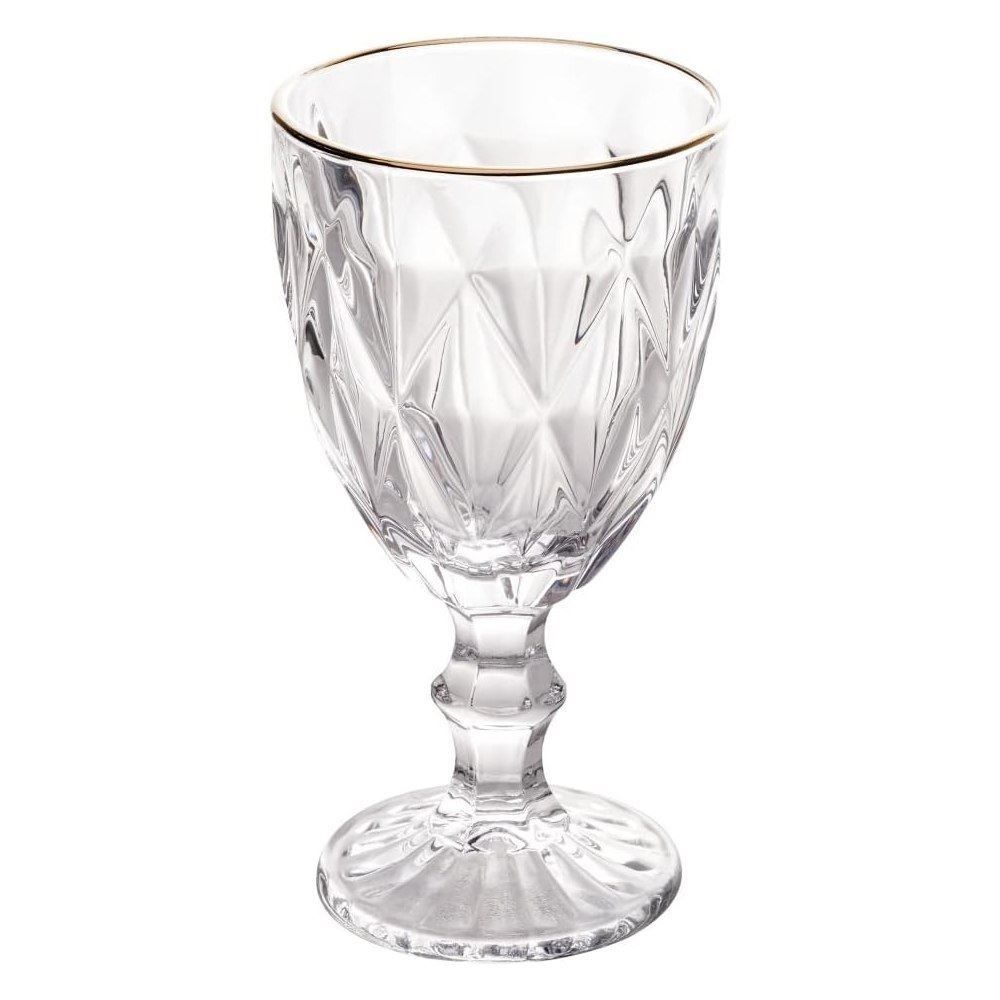 Taça De Água Com Filete Dourado Diamond Lyor 325Ml - Vidro