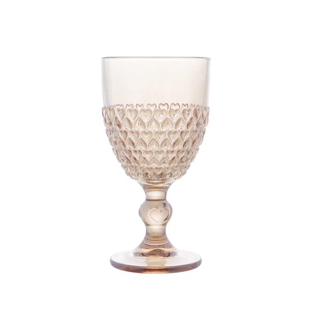 Taça De Água Coração Metalizado Lyor 330Ml - Âmbar