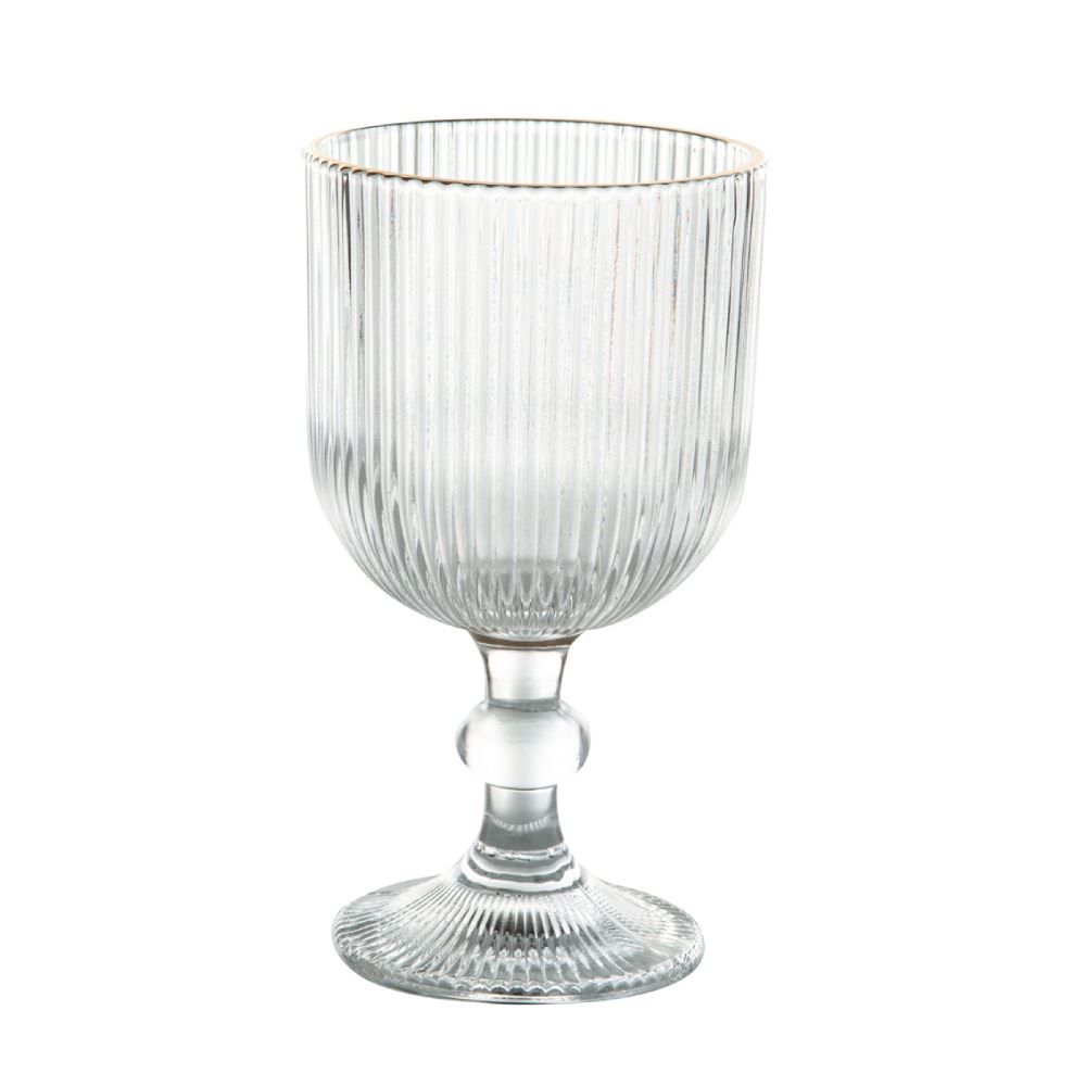 Taça De Água Vidro Filete Dourado Cameratta 365Ml - Transparente