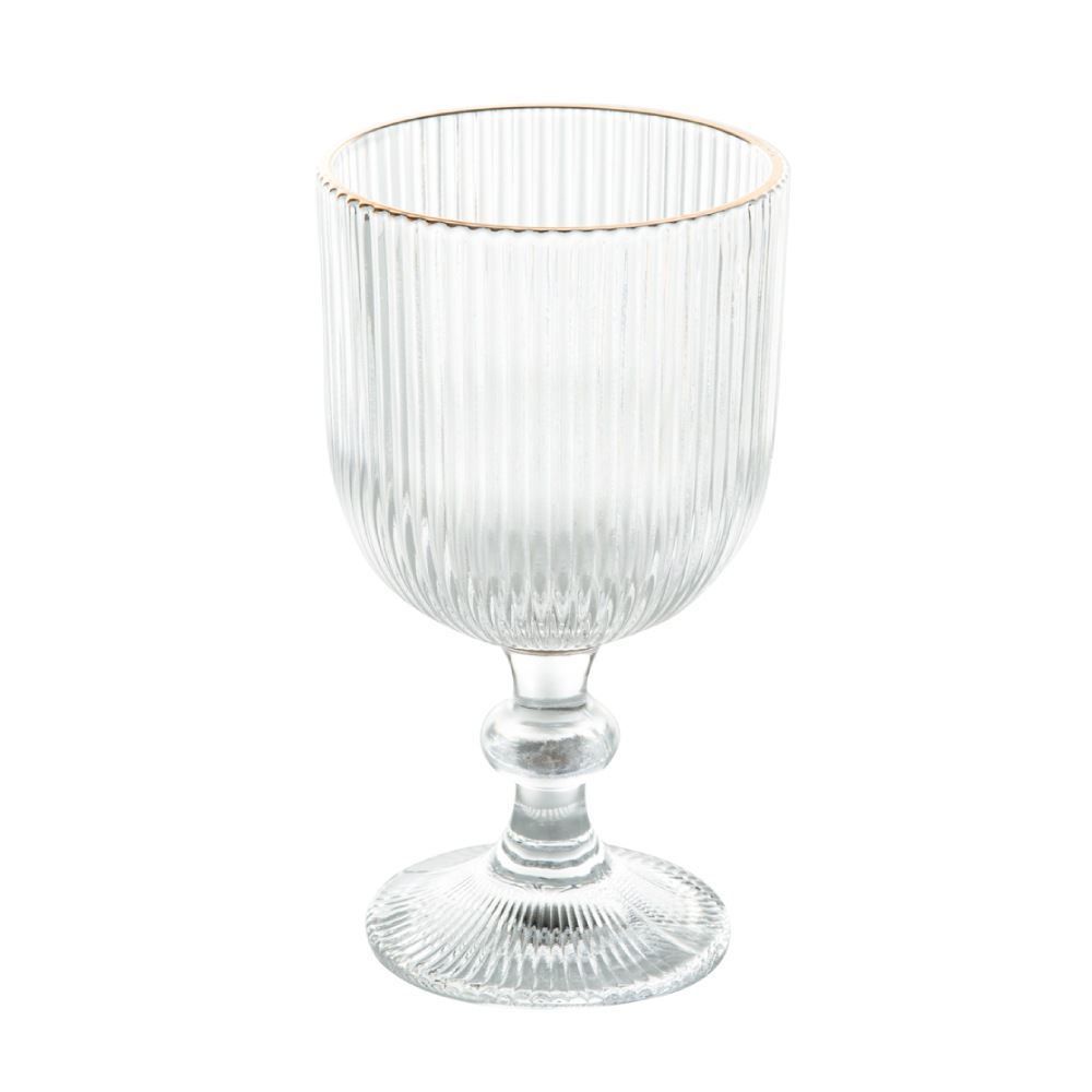 Taça De Água Vidro Filete Dourado Cameratta 365Ml - Transparente