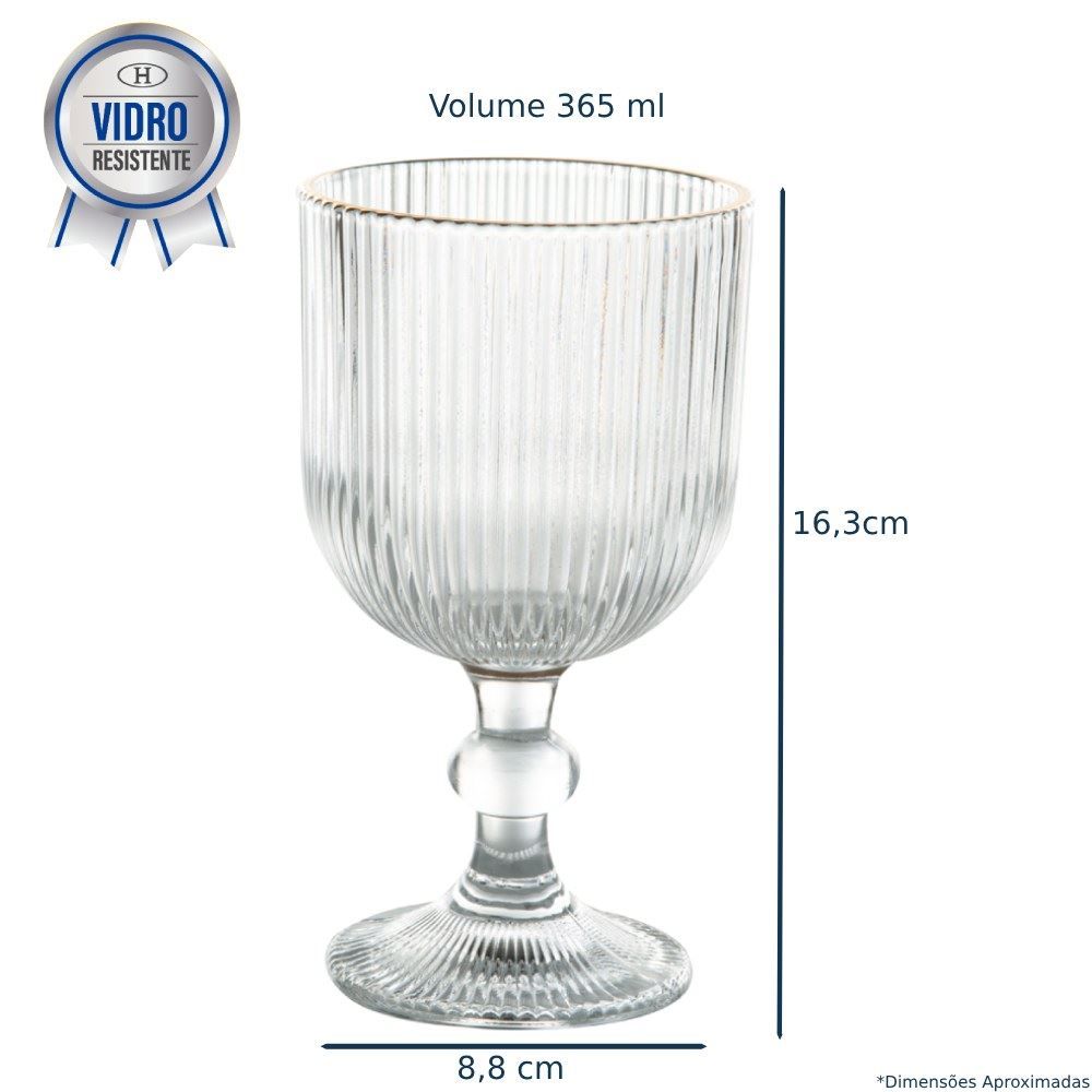 Taça De Água Vidro Filete Dourado Cameratta 365Ml - Transparente