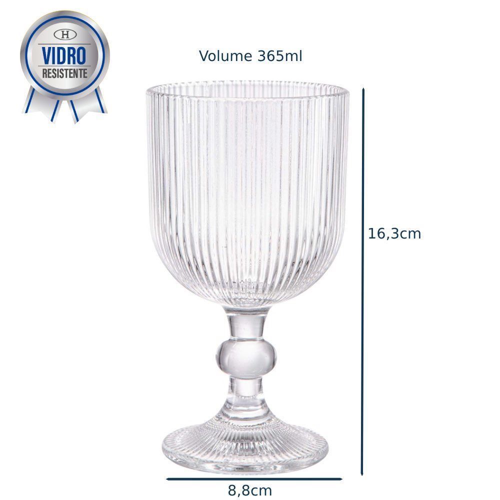 Taça De Água Vidro Transparente Cameratta 365Ml  - Transparente