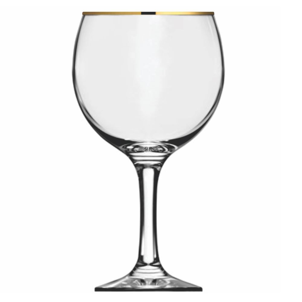 Taça De Vidro Gin Filete Dourado Decormartin - HA15