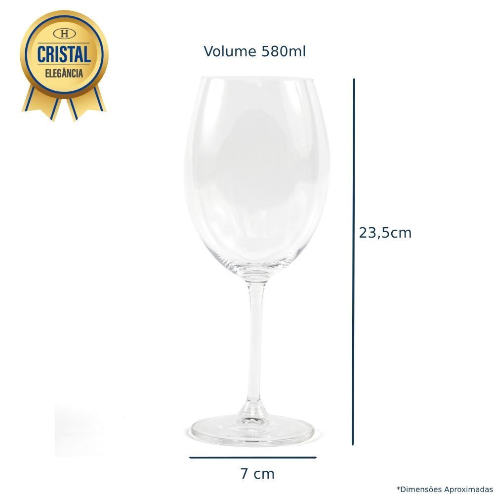 Taça De Vinho De Cristal Gastro Havan Casa 580Ml - Transparente