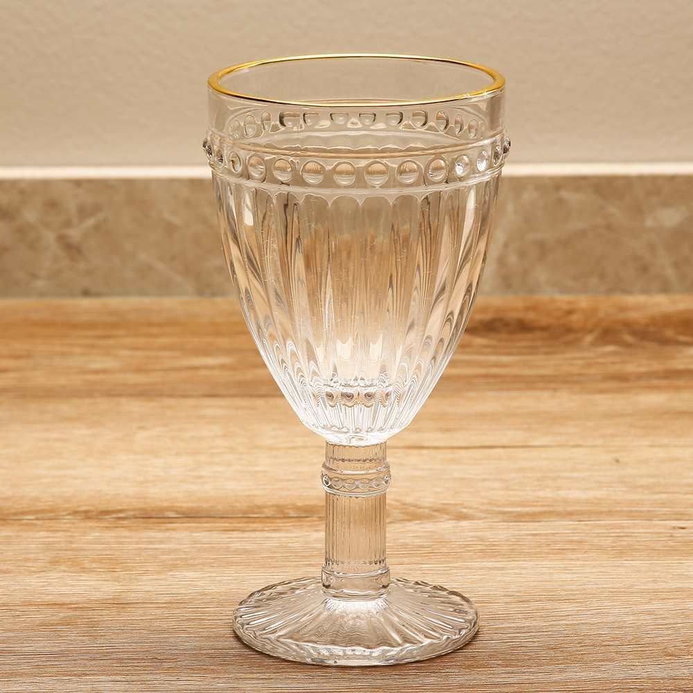 Taça Para Água Filete Dourado Empire Lyor 325Ml - Vidro