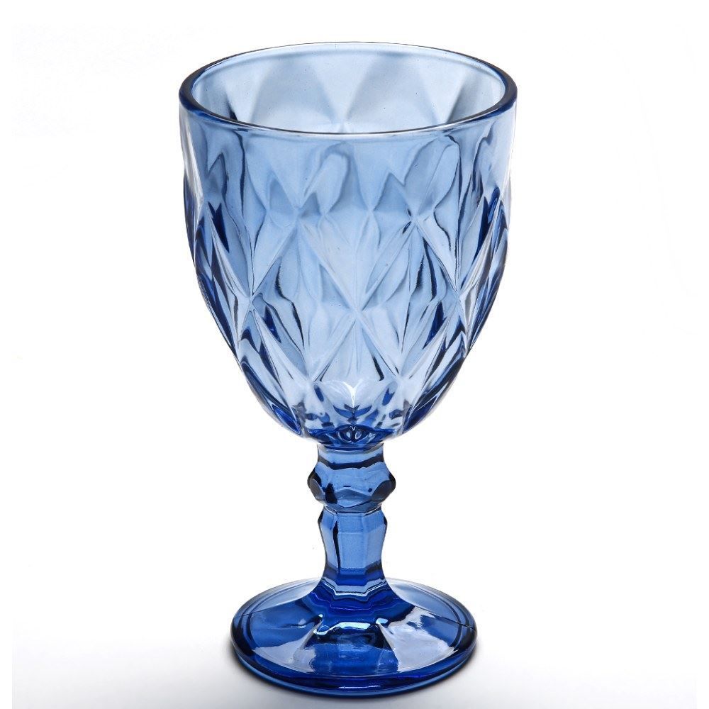 Taça Para Água Vidro Diamond Lyor 325Ml - Azul