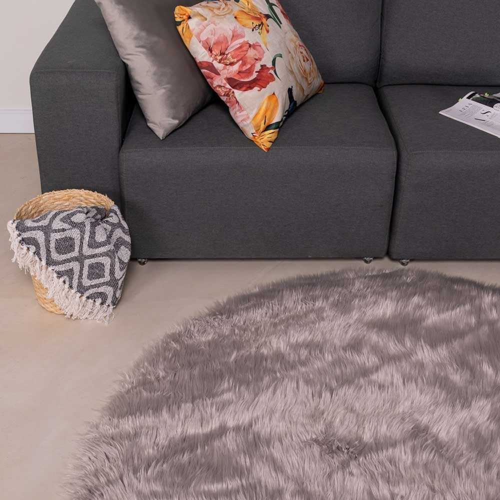 Tapete Alaska Redondo Para Quarto E Sala 1,50X1,50 M Havan Casa. - Cinza