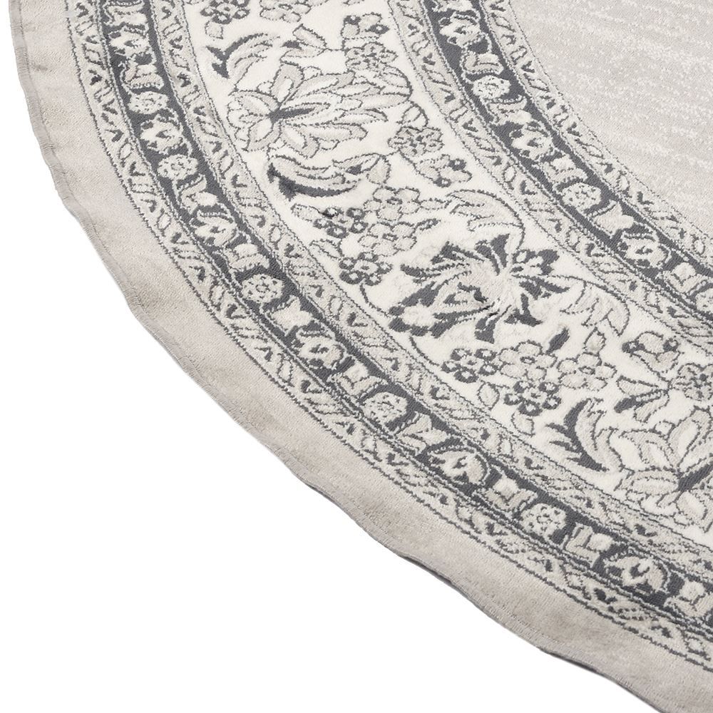 Tapete Belga 2,00 M De Diâmetro Quarto E Sala Havan Casa - Moldura Cinza E Bege