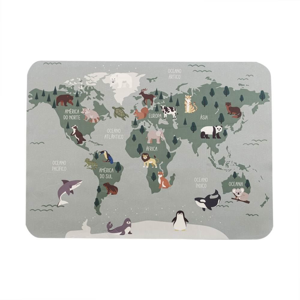 Tapete Infantil Para Atividades Estampado 95X130 Cm Transfer Havan Casa - Animais Continentes