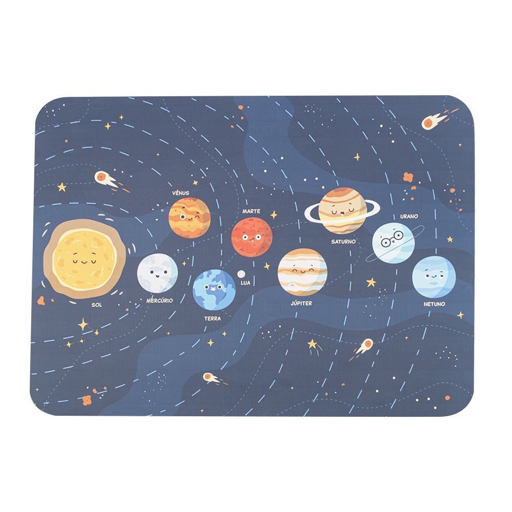 Tapete Infantil Para Atividades Estampado 95X130 Cm Transfer Havan Casa - Azul Planetas