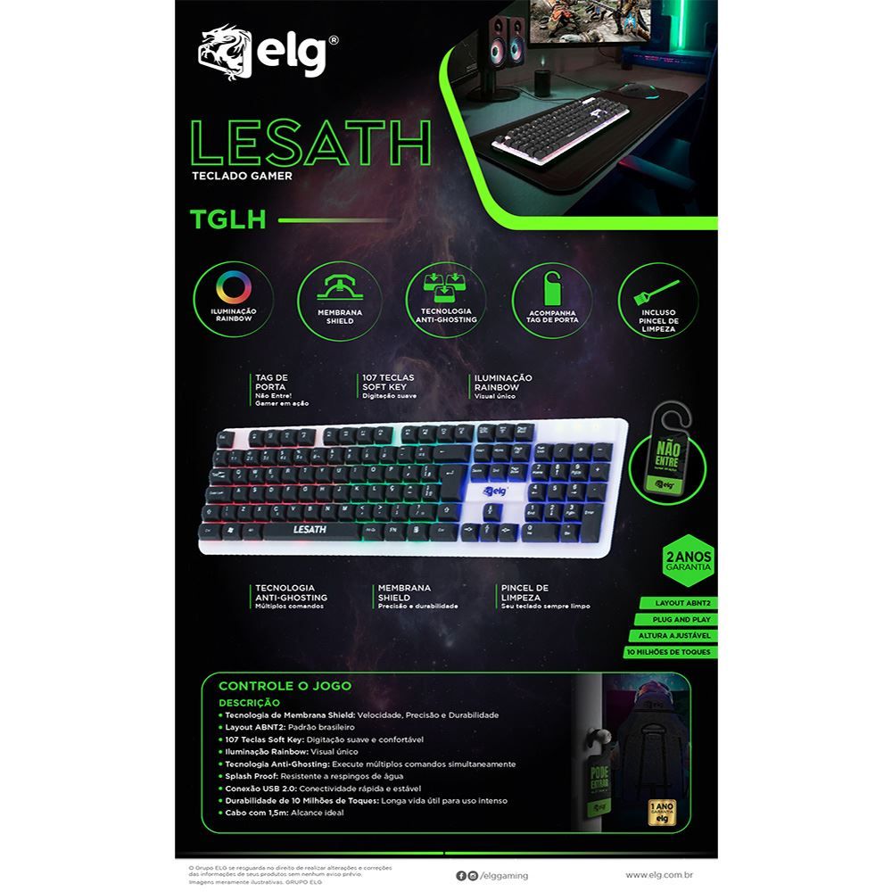 Teclado Gamer Elg Lesath Com Membrana