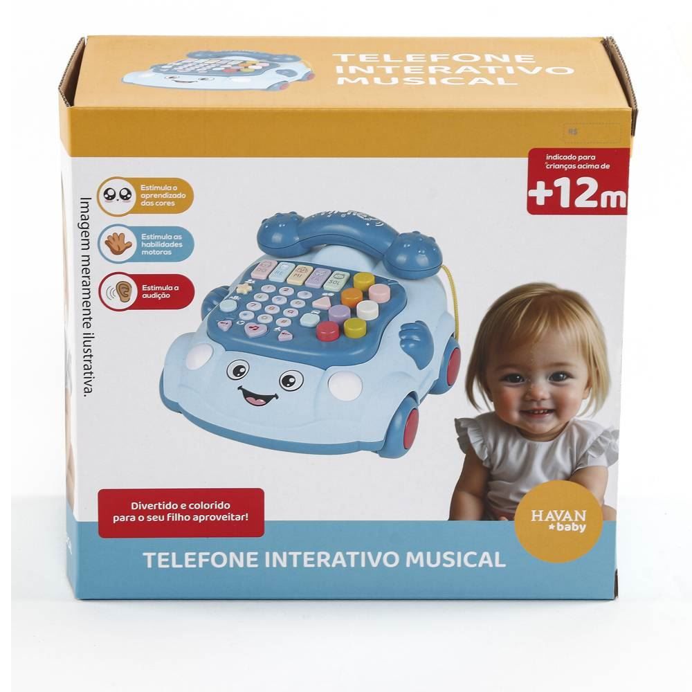Telefone Interativo Musical Baby Azul Havan Toys - HBR0726