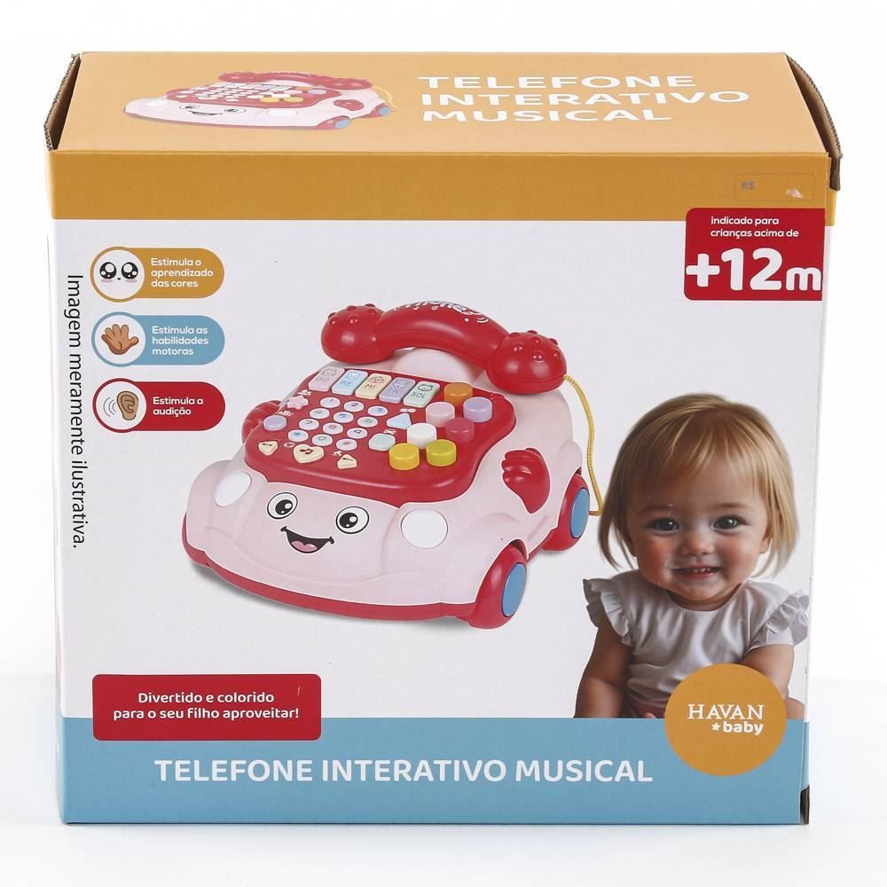 Telefone Interativo Musical Baby Rosa Havan Toys - HBR0725