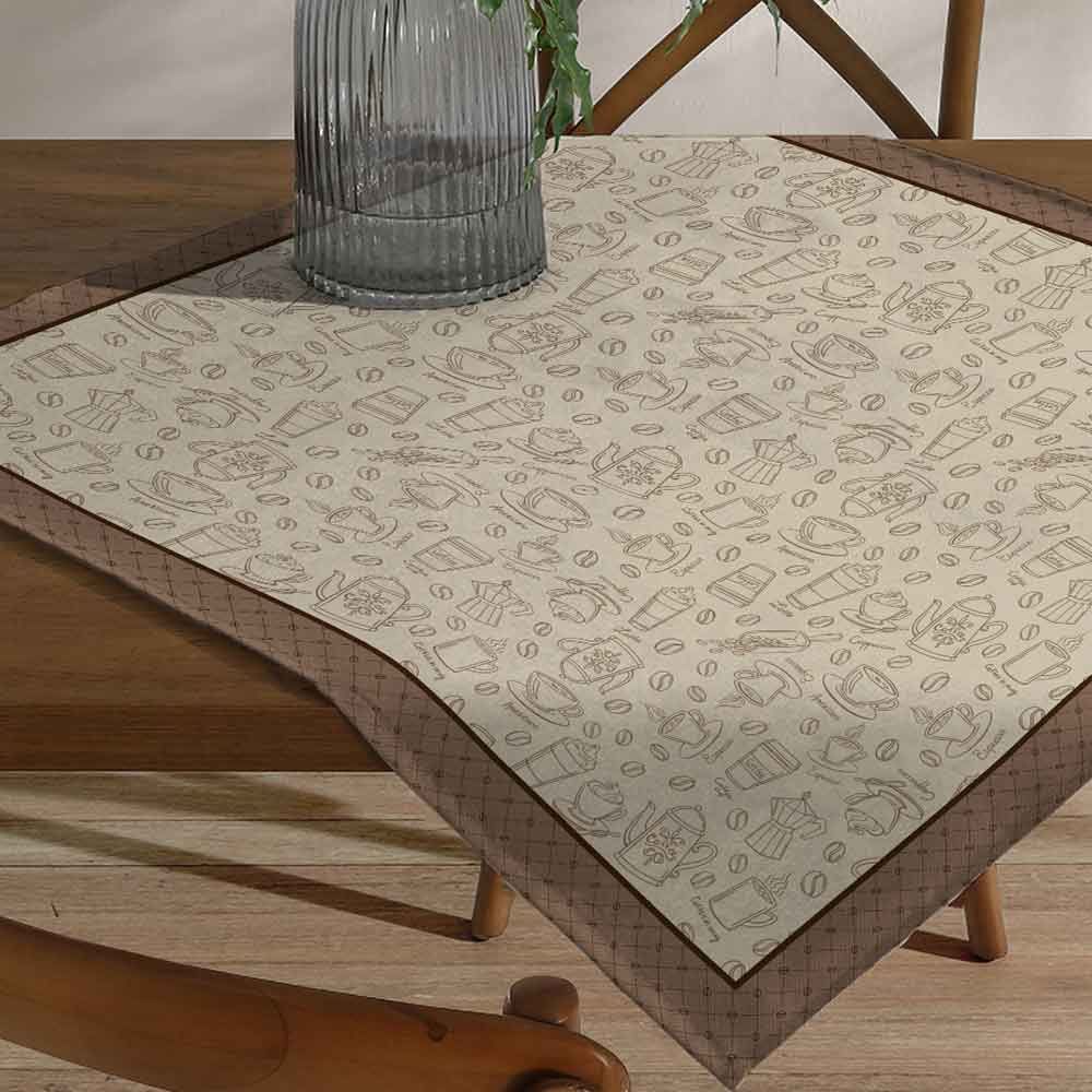 Toalha Centro De Mesa 78X78 Cm Clean Döhler - Desenho Café