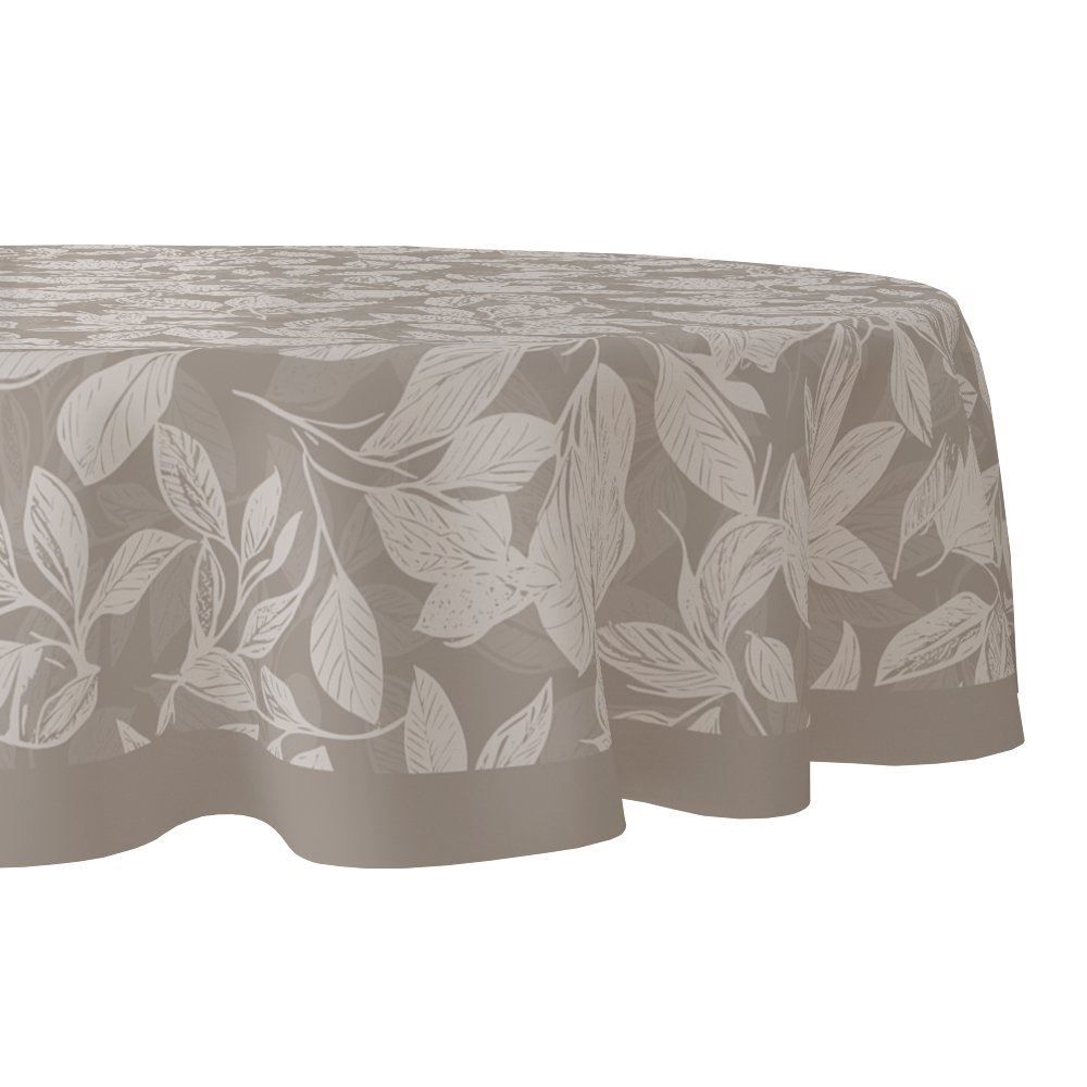 Toalha De Mesa 1,50M Redonda Estampada Havan Casa - Folhas Cinza