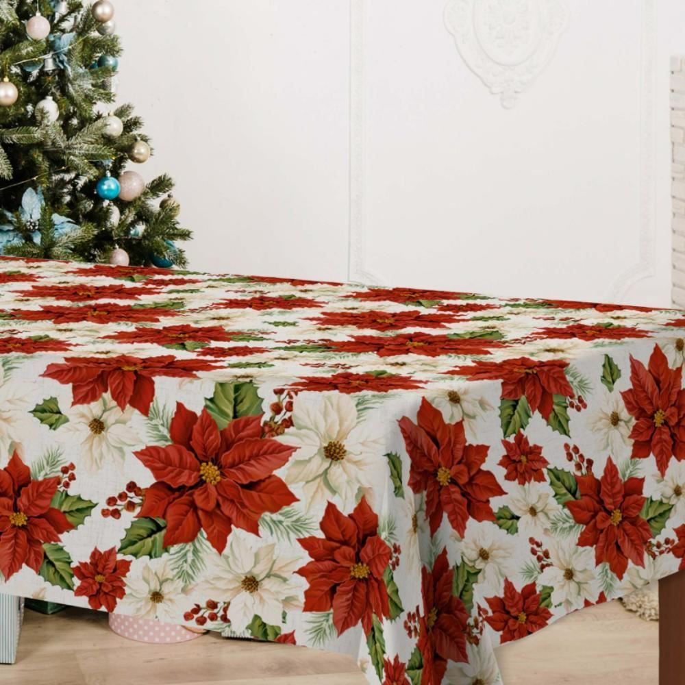 Toalha De Mesa Natalina 1,40X1,40 M Natal Encantado Havan Casa - Flores