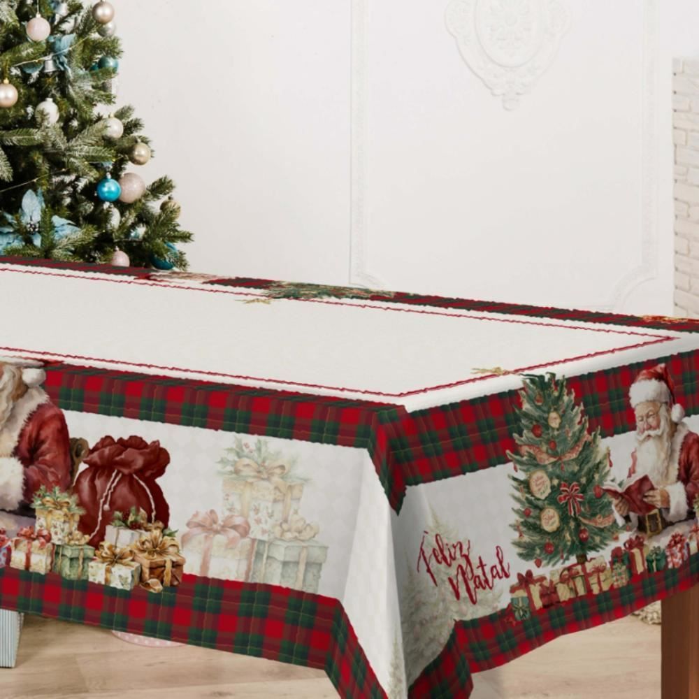 Toalha De Mesa Natalina 1,40X1,40 M Natal Encantado Havan Casa - Noel Xadrez