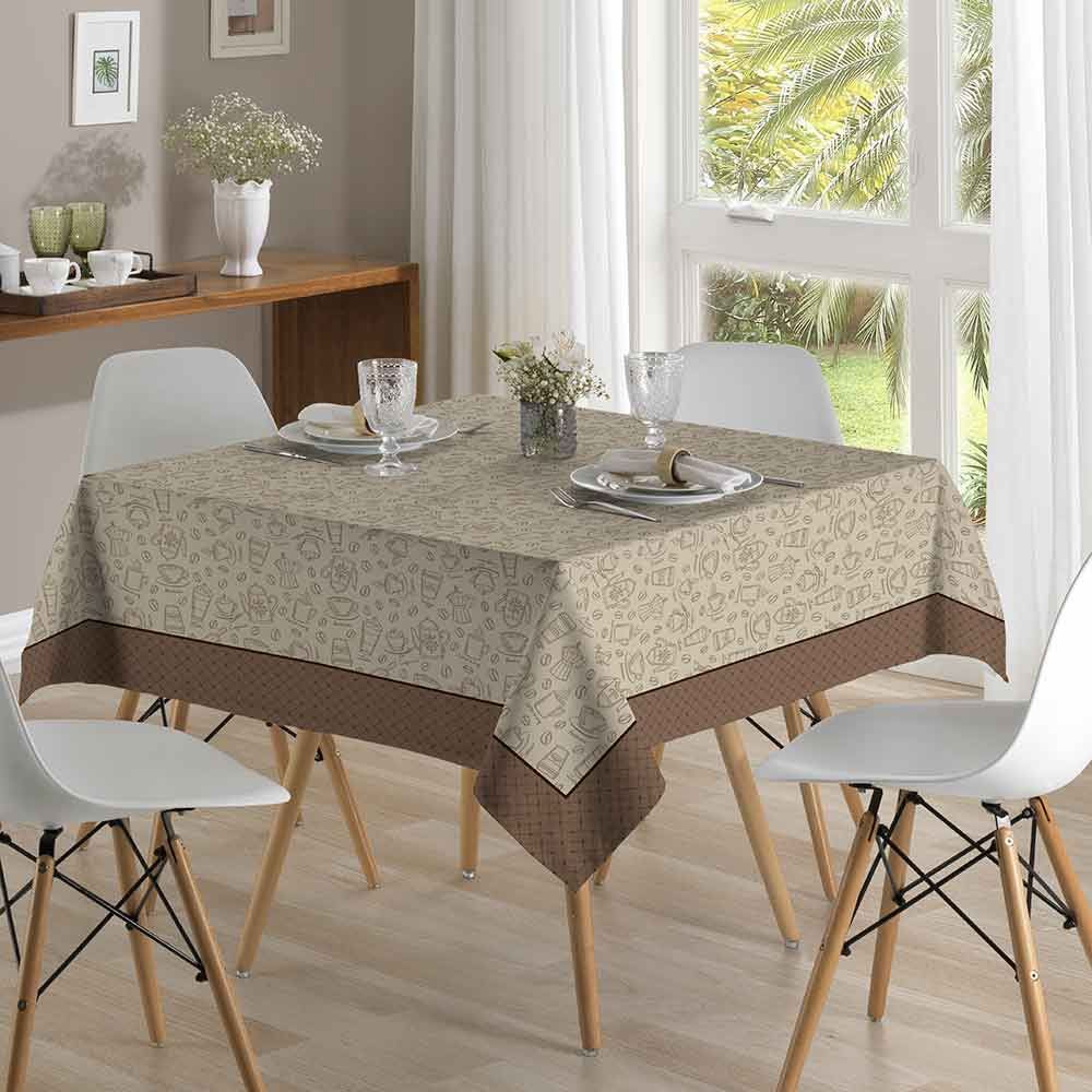 Toalha De Mesa 1,40 X 1,40 M Clean Döhler  - Desenho Café