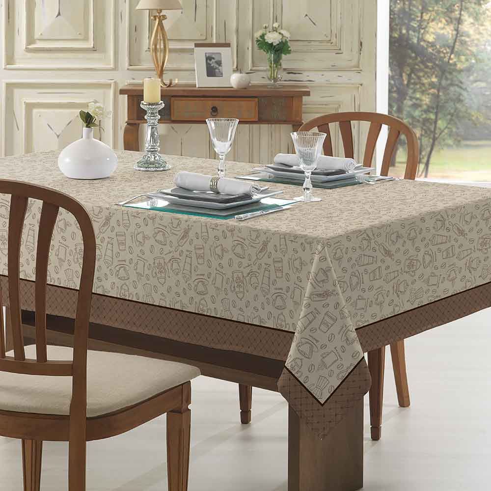 Toalha De Mesa 1,40X2,50M Clean Döhler - Desenho Café