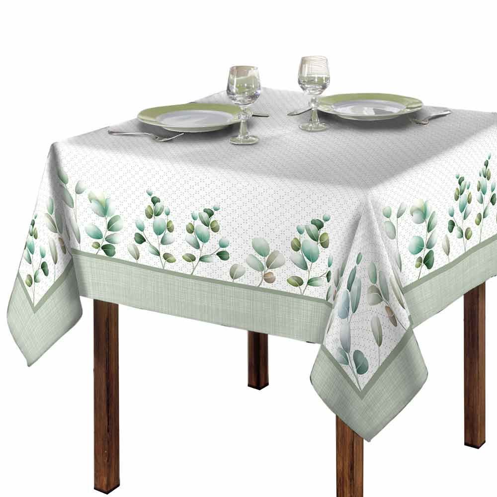 Toalha De Mesa Retangular 1,80X1,80 M Clean Renova Döhler - Folhas Verdes